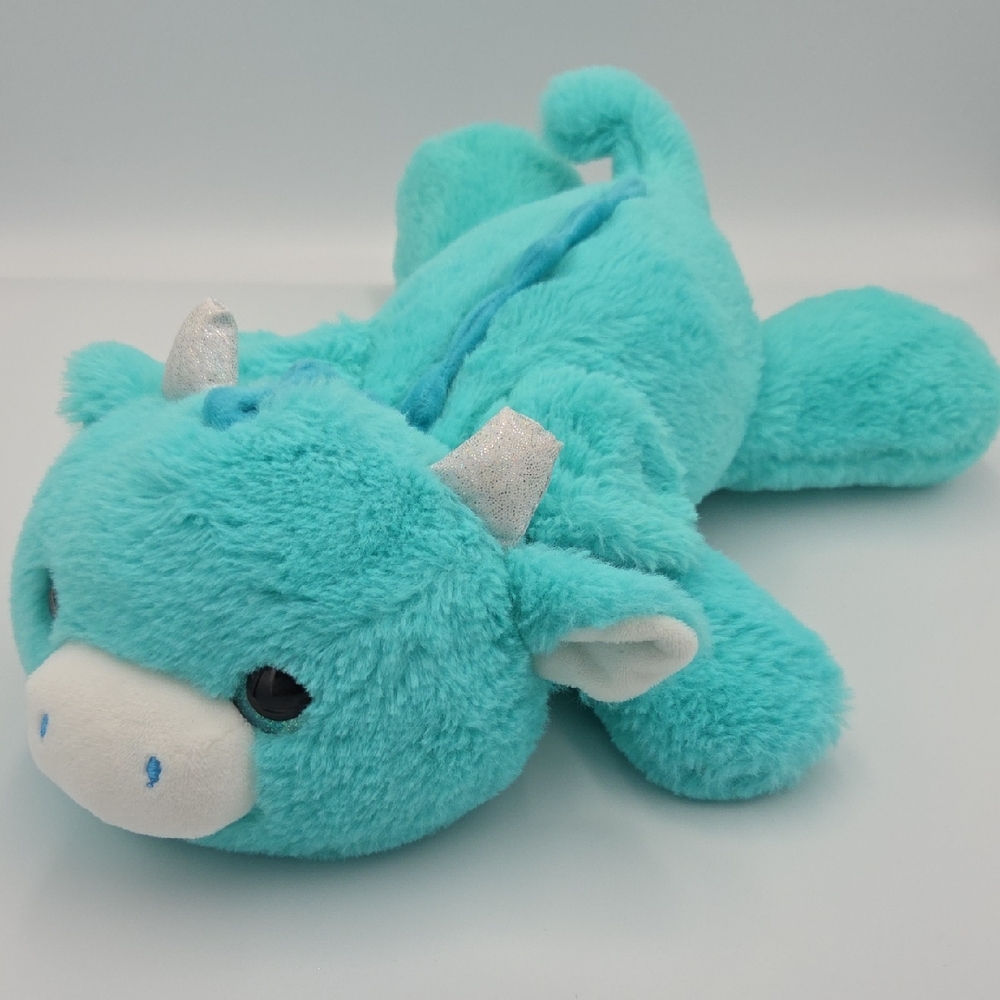 Kellytoy Teal Blue Dragon Plush Stuffed Animal Wings 16" Laying Down Adorable